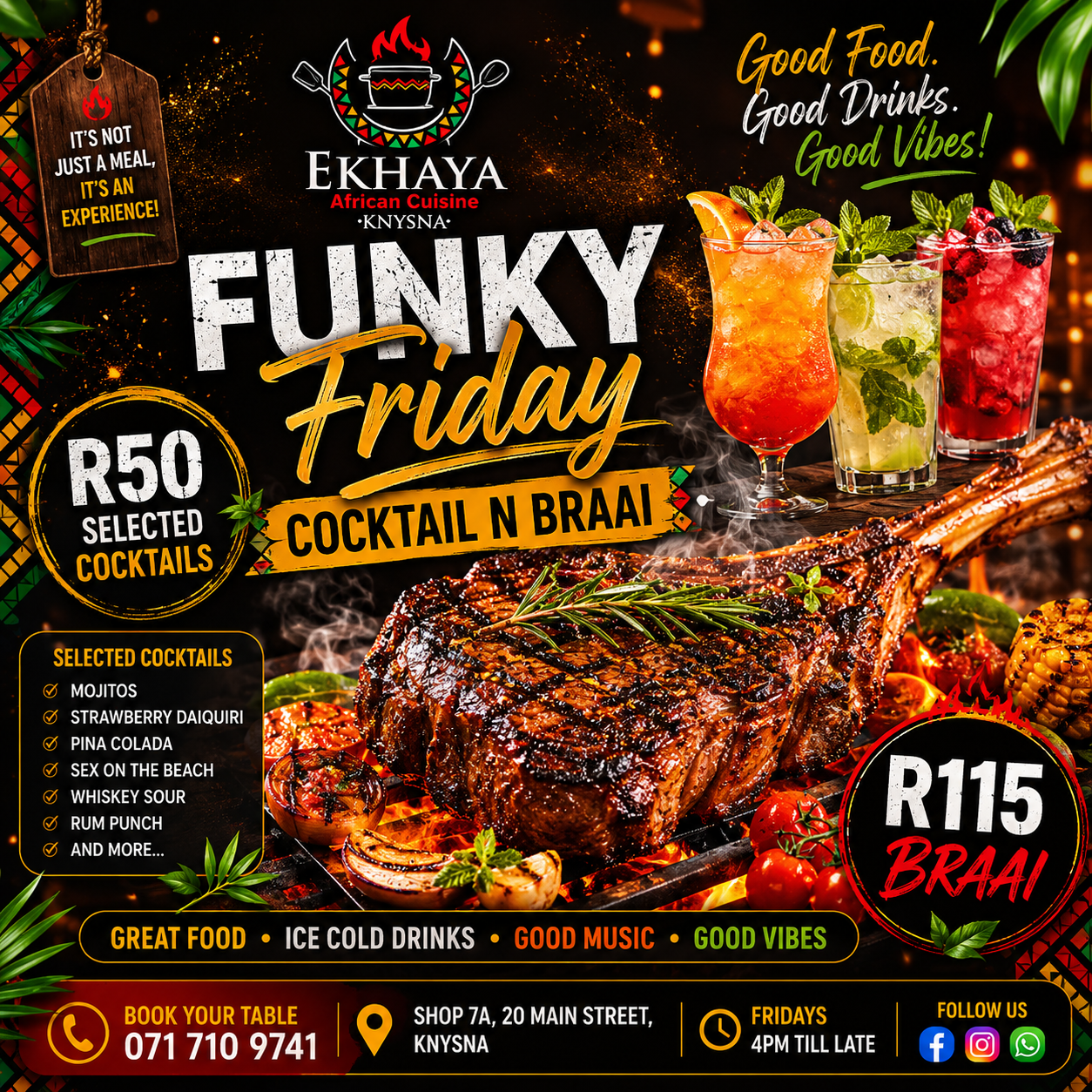 Funky Friday — Cocktail n Braai poster at Ekhaya African Cuisine