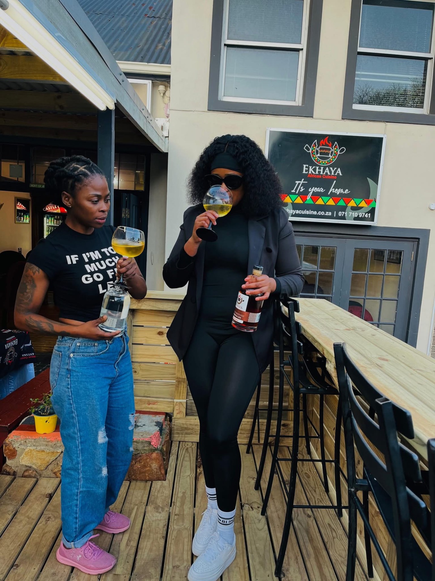 Ekhaya Premium Gin tasting on the front deck
